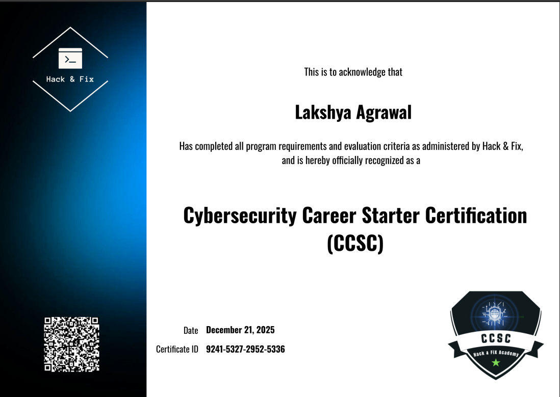 CCSC Certificate